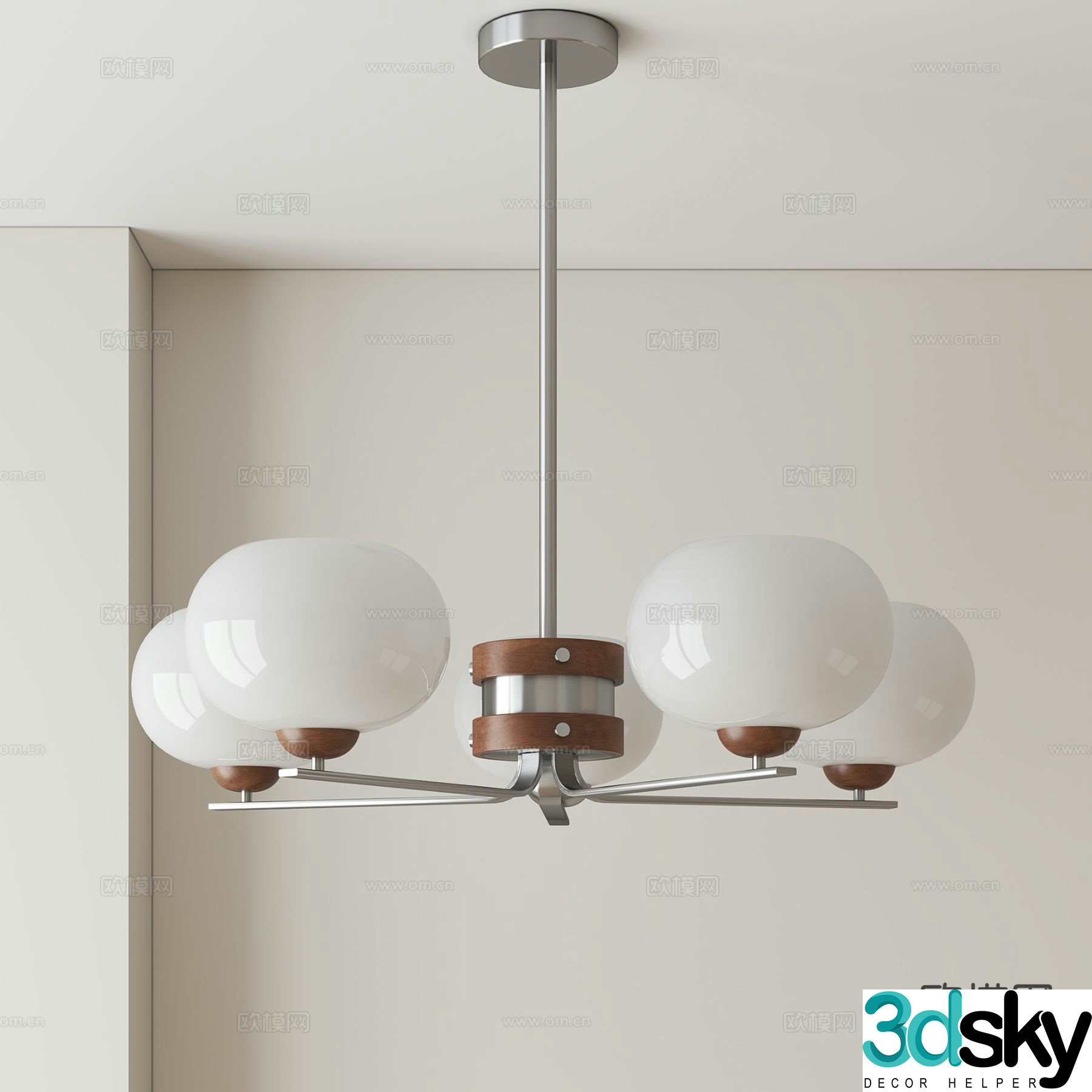 Medieval style multi-head chandelier 3D model
