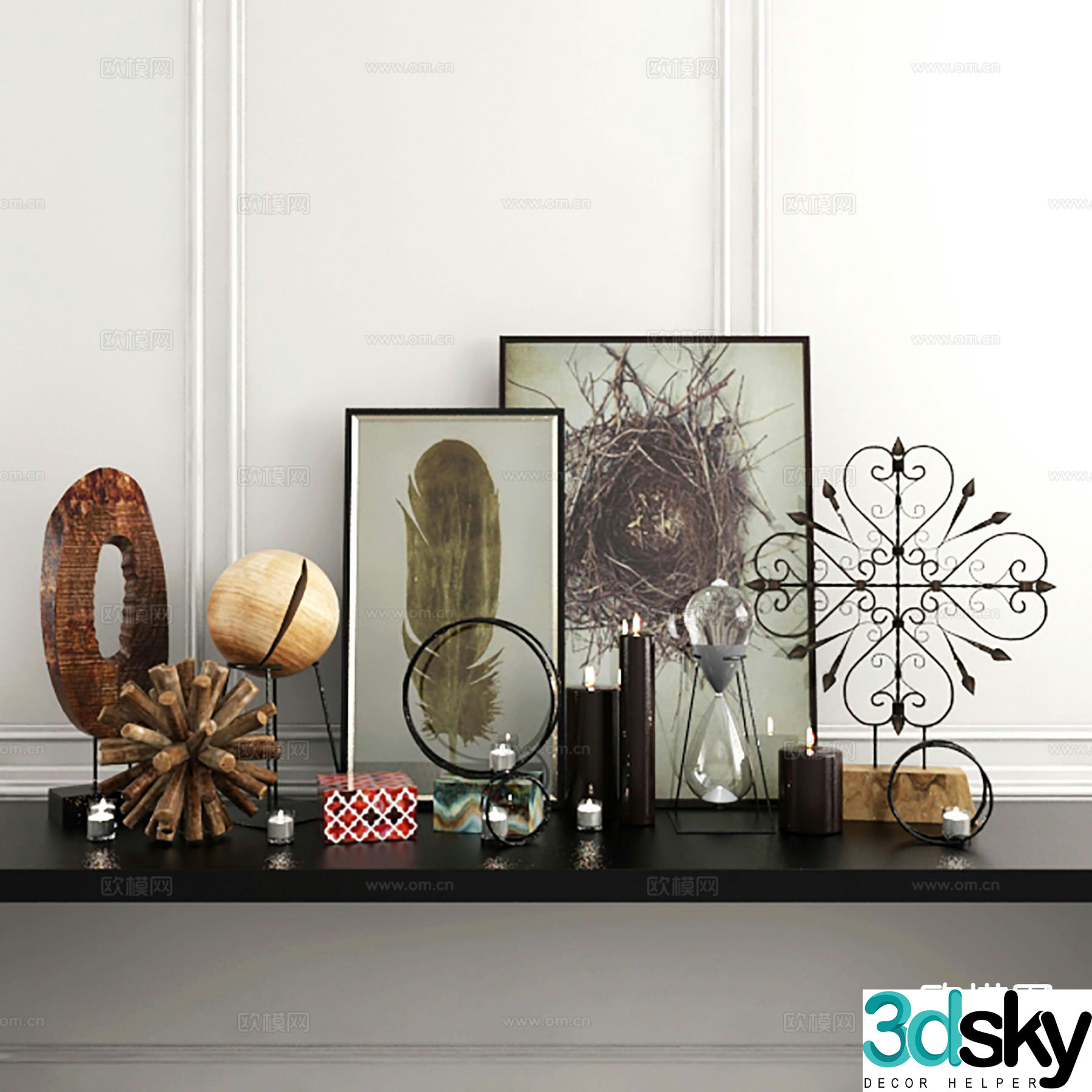Modern decorations tableware crafts hourglass 3D model
