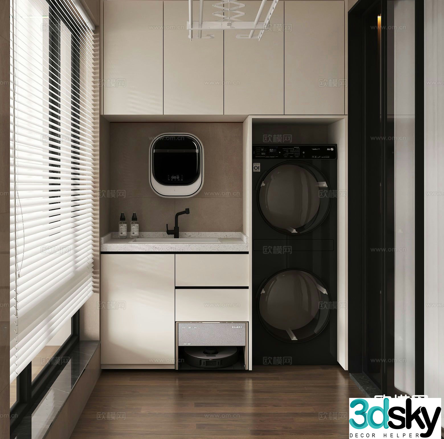 Washing machine cabinet dryer all-in-one balcony cabinet 3D model