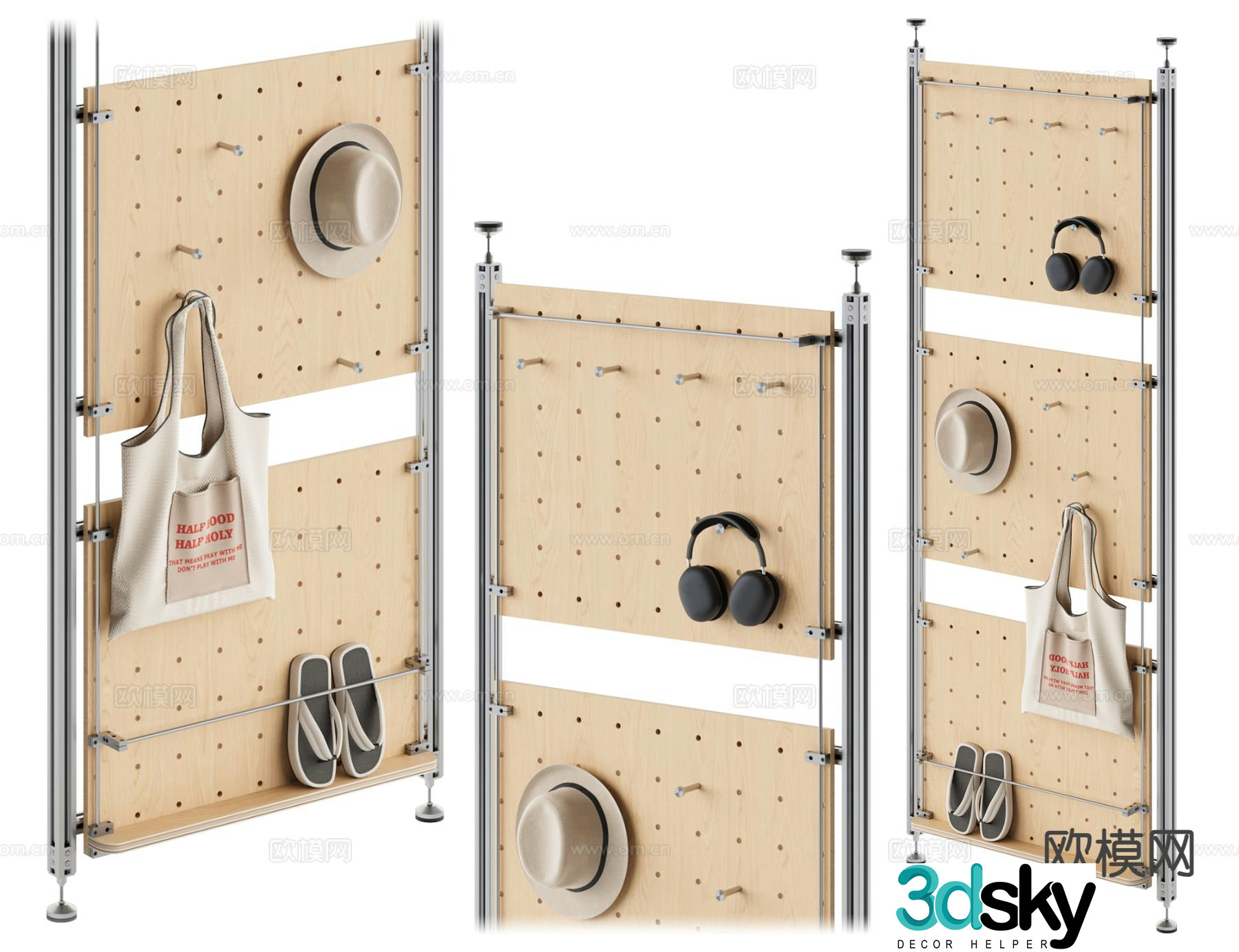 Aluminum profile hole board wall decorative board 3D model