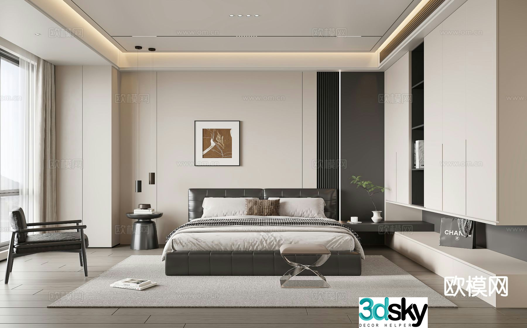 Modern bedroom master bedroom 3d model