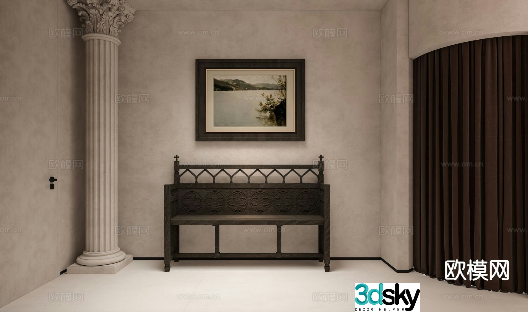 European chair leisure chair wooden chair 3d model
