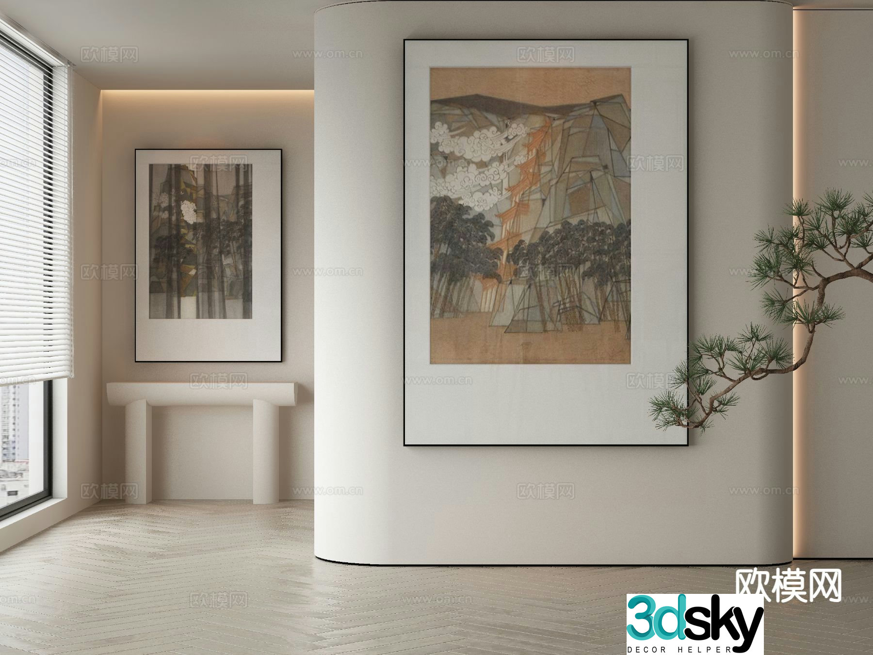 New Chinese style decorative painting art painting hanging painting 3d model