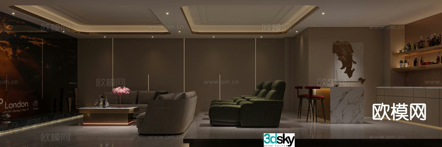 Modern audio-visual room 3d model