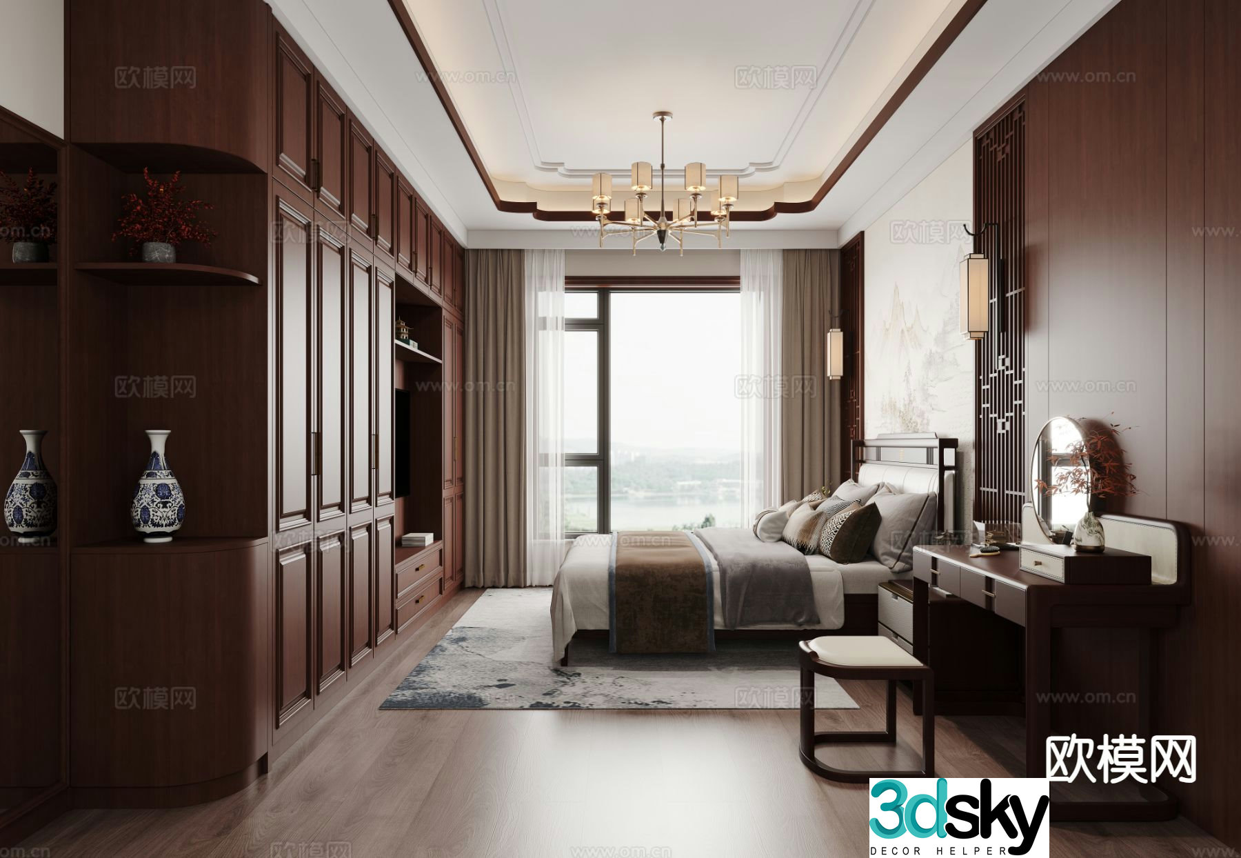New Chinese style bedroom master bedroom 3d model