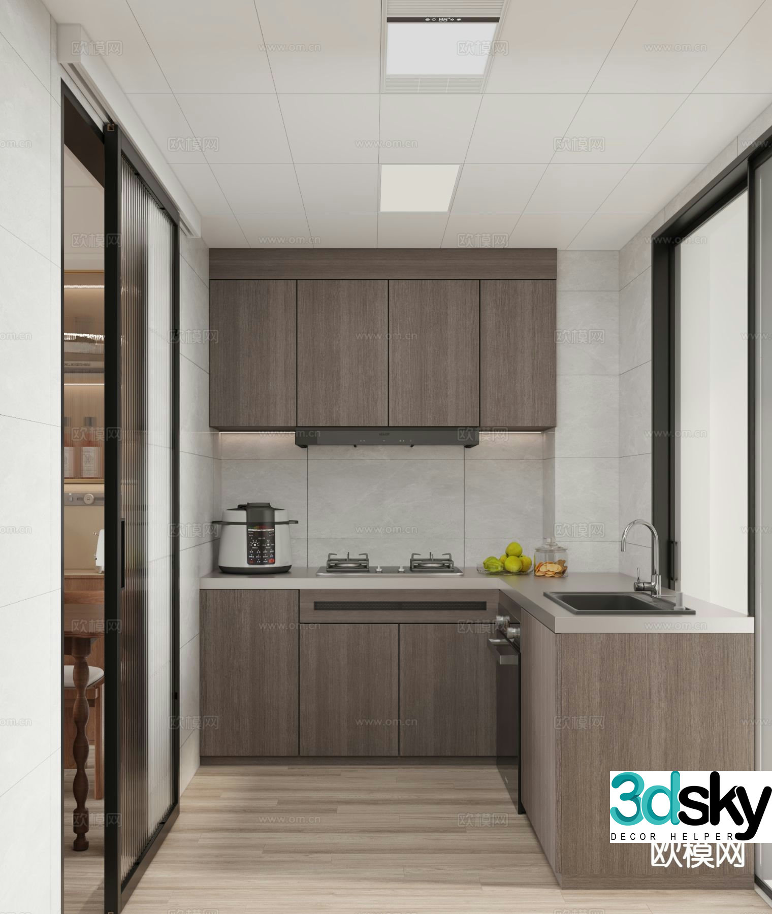 Log style kitchen 3d model