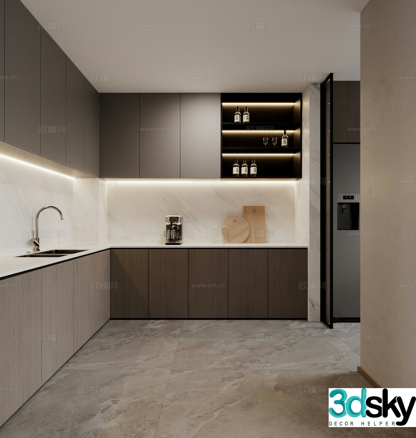 modern kitchen cabinet 3d model