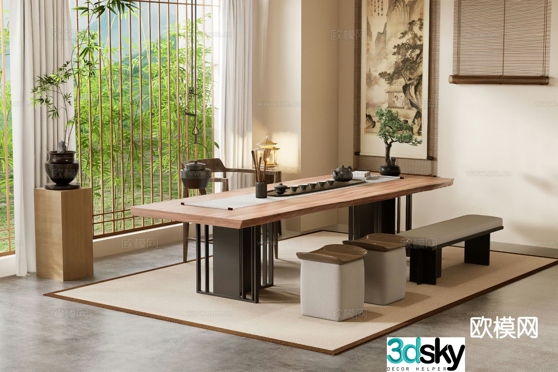 New Chinese style tea table tea table 3d model