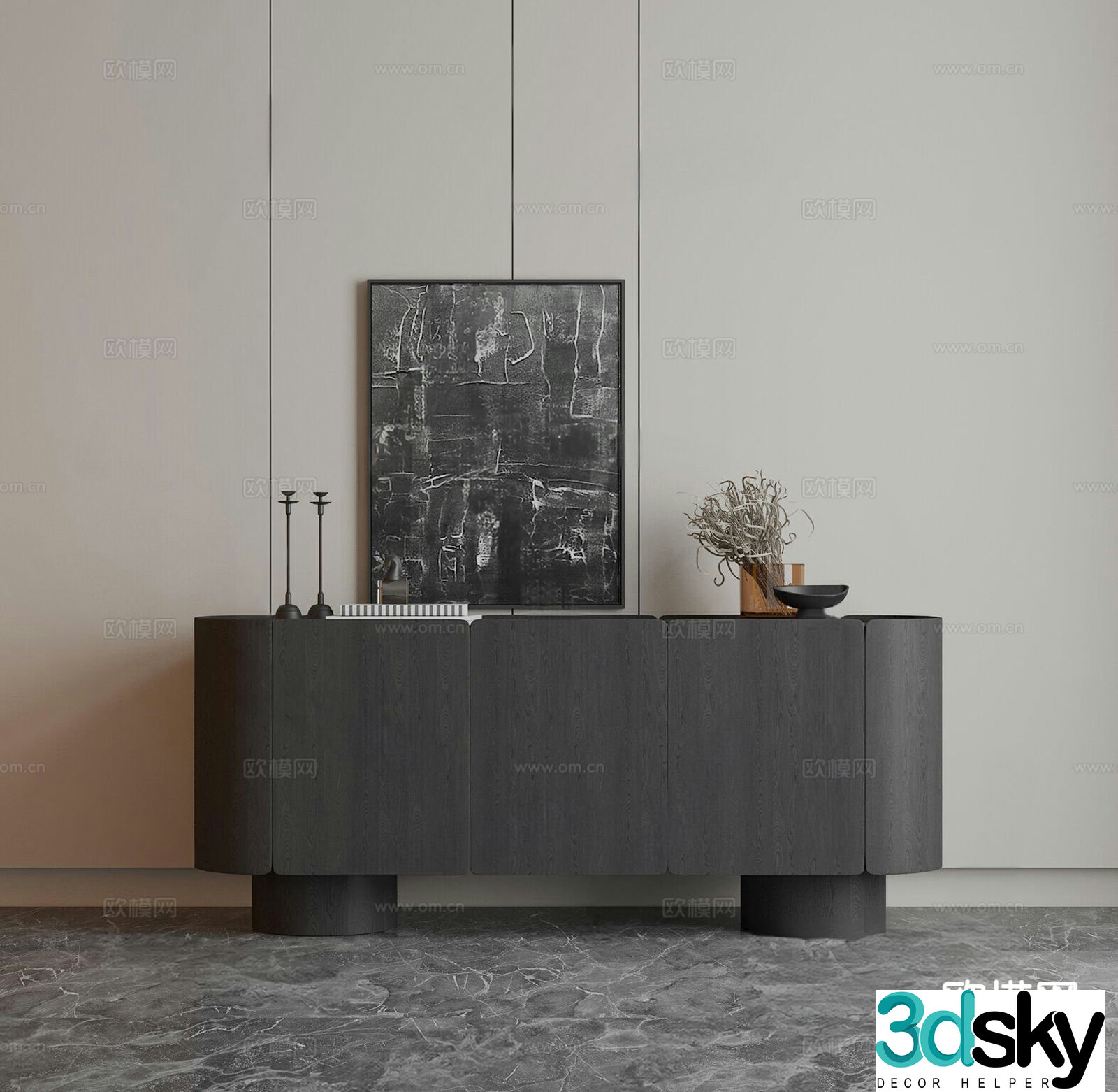 Modern side cabinet entrance cabinet 3d model