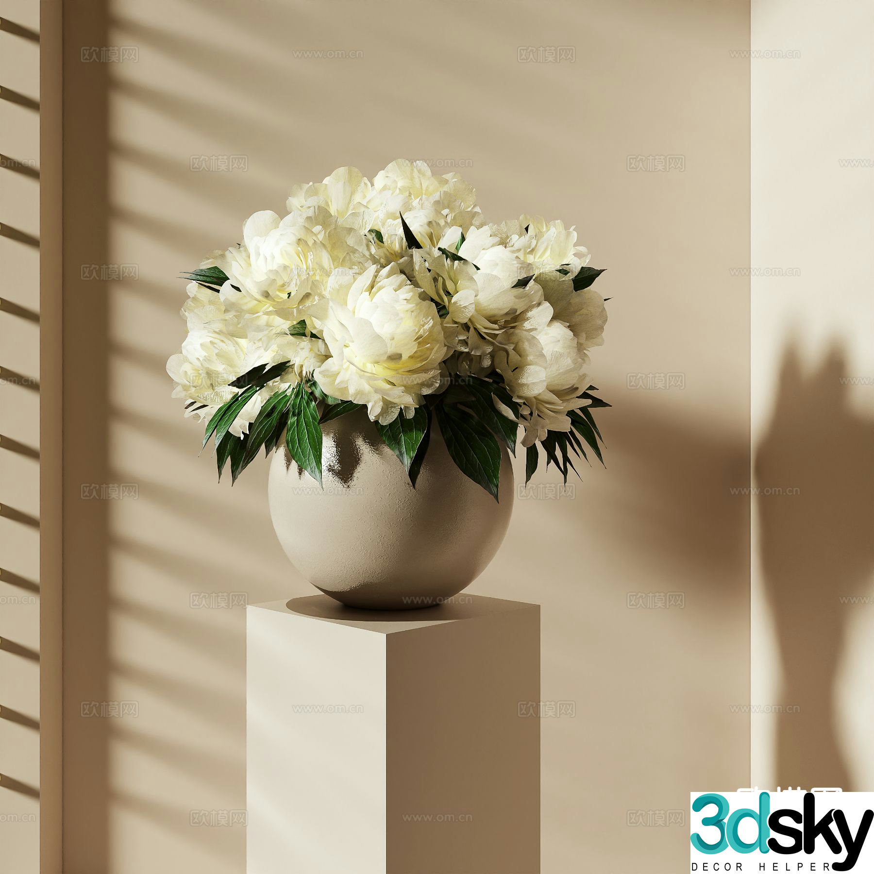 wabi-sabi clay pot vase floral arrangement flower arrangement flowers 3d model