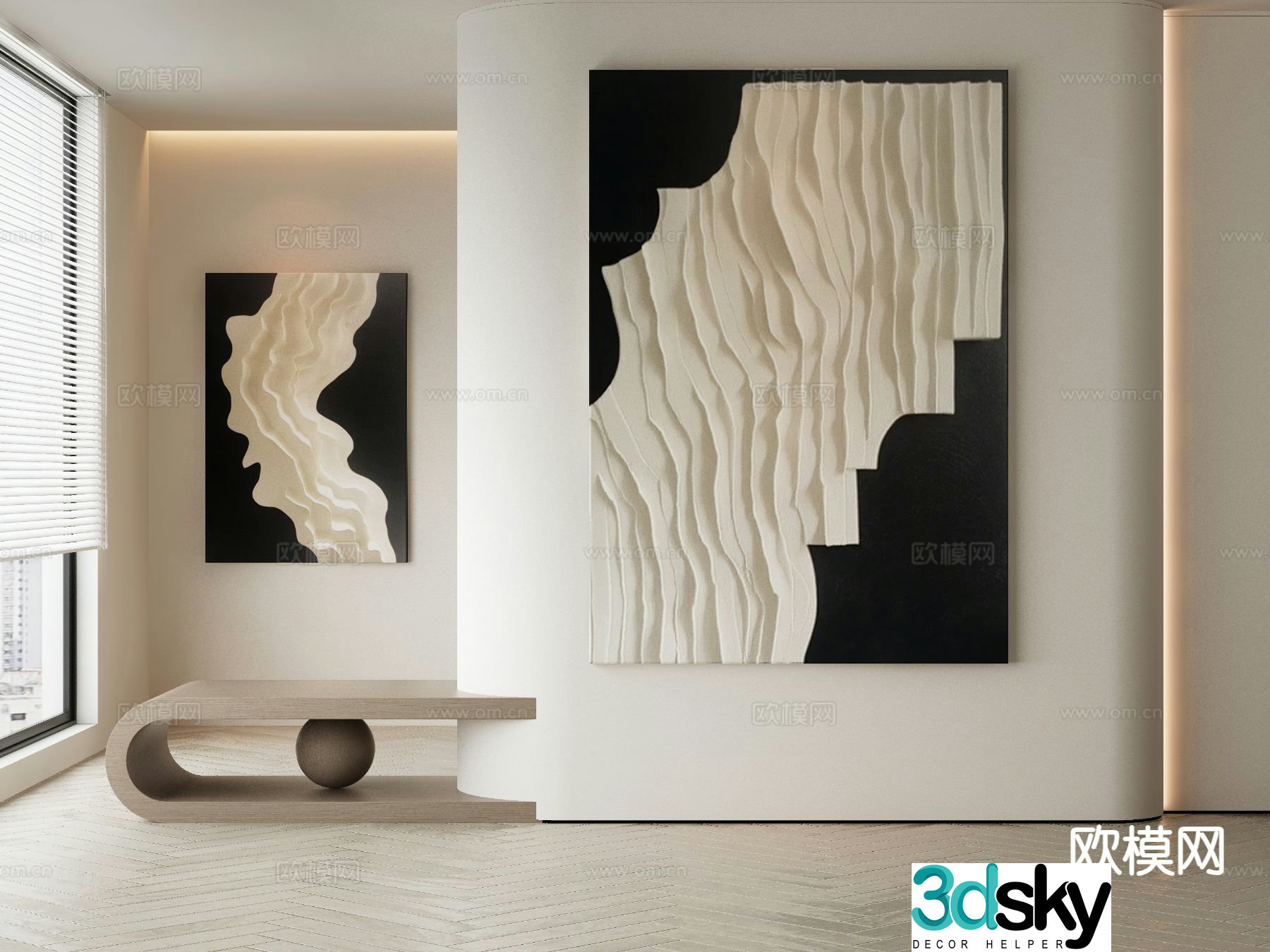 Modern texture painting decorative painting 3d model