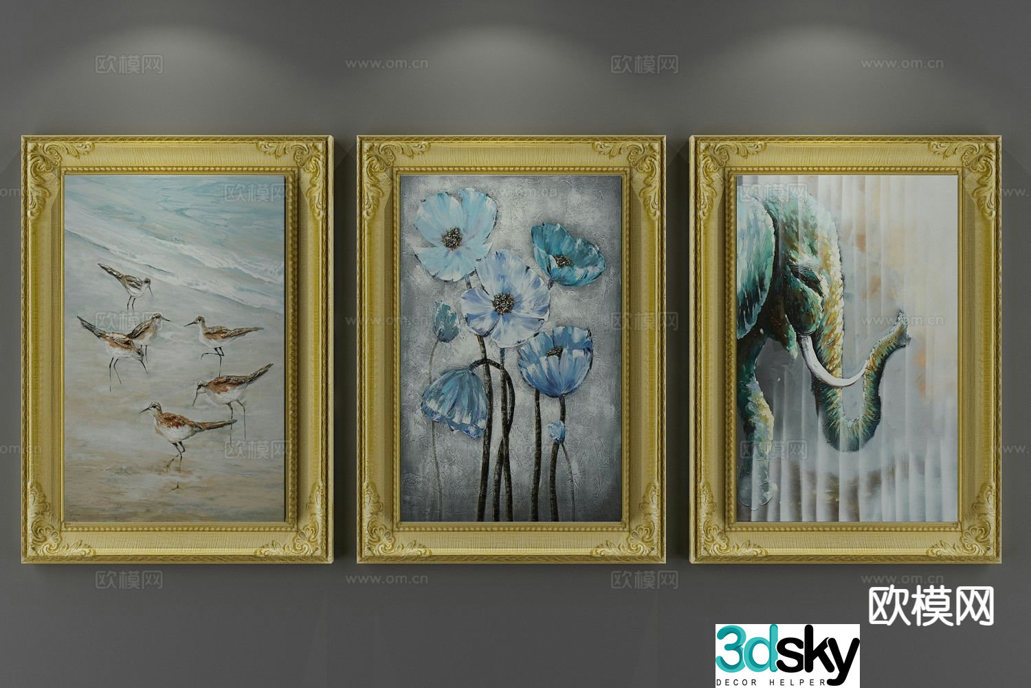 European pastoral hanging painting oil painting decorative painting 3D model