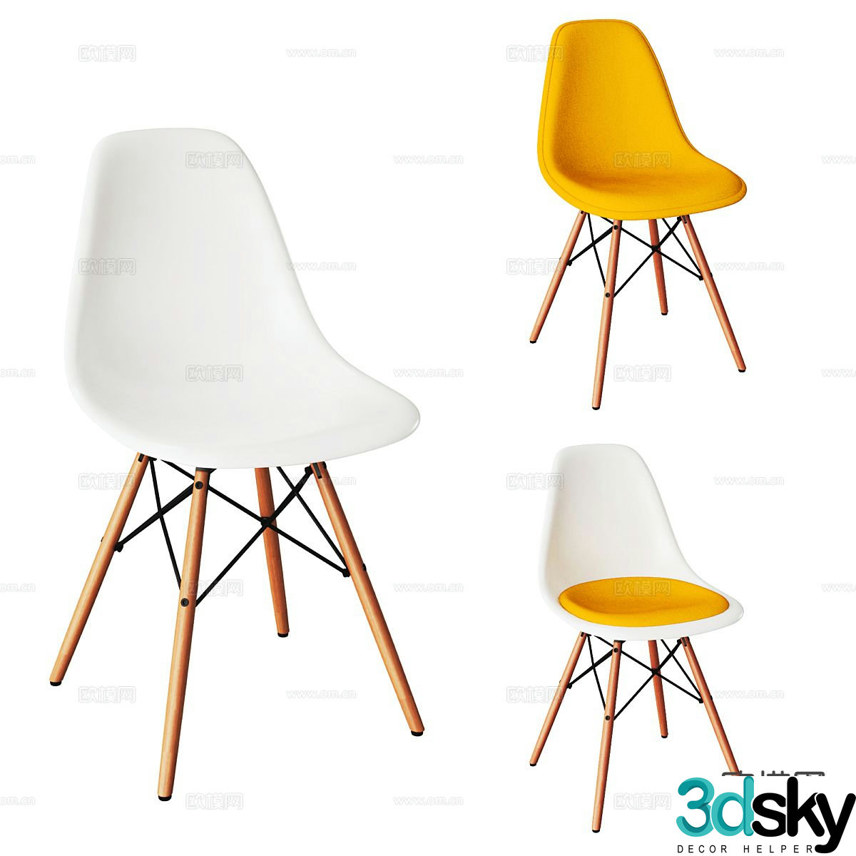 Nordic chair dining chair 3d model