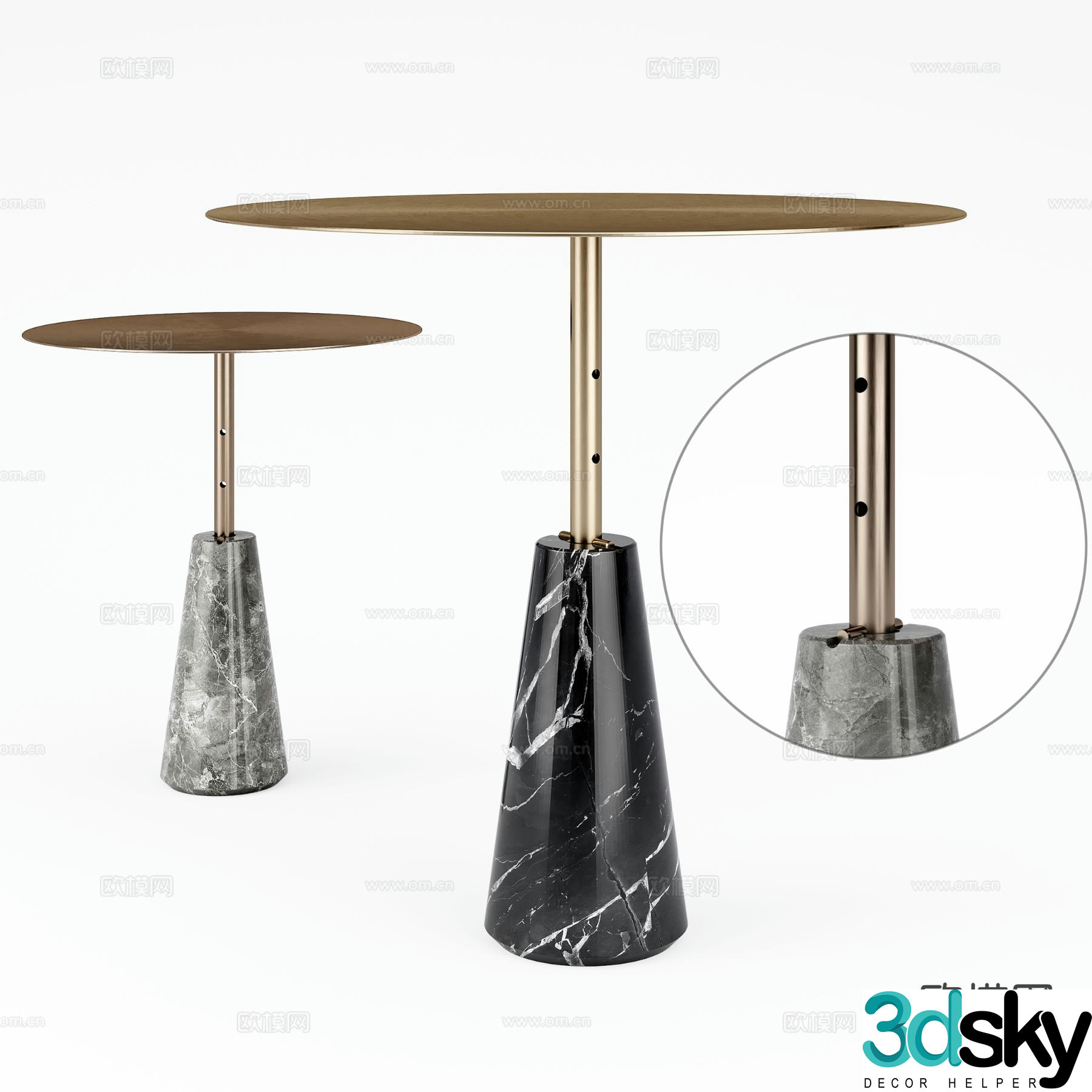 Light luxury corner table side table round table table table 3D model