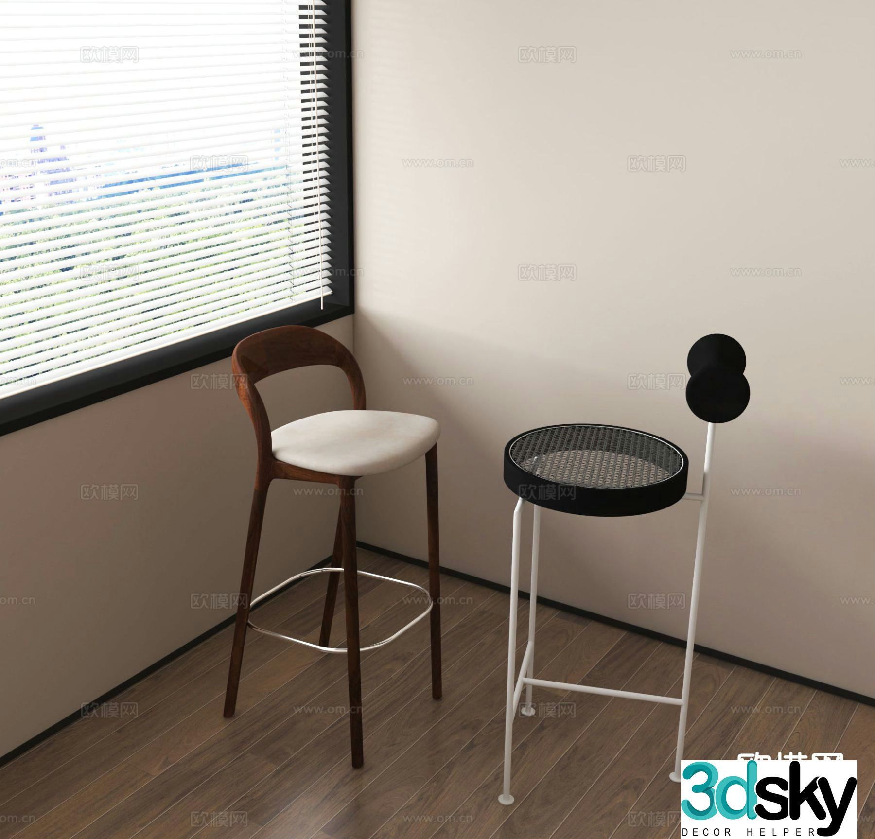 Modern bar stool bar stool high stool 3d model