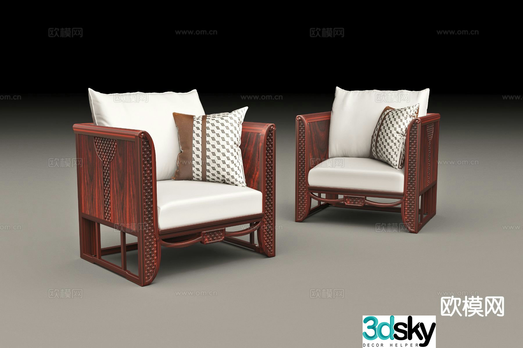New Chinese style sofa leisure sofa 3d model