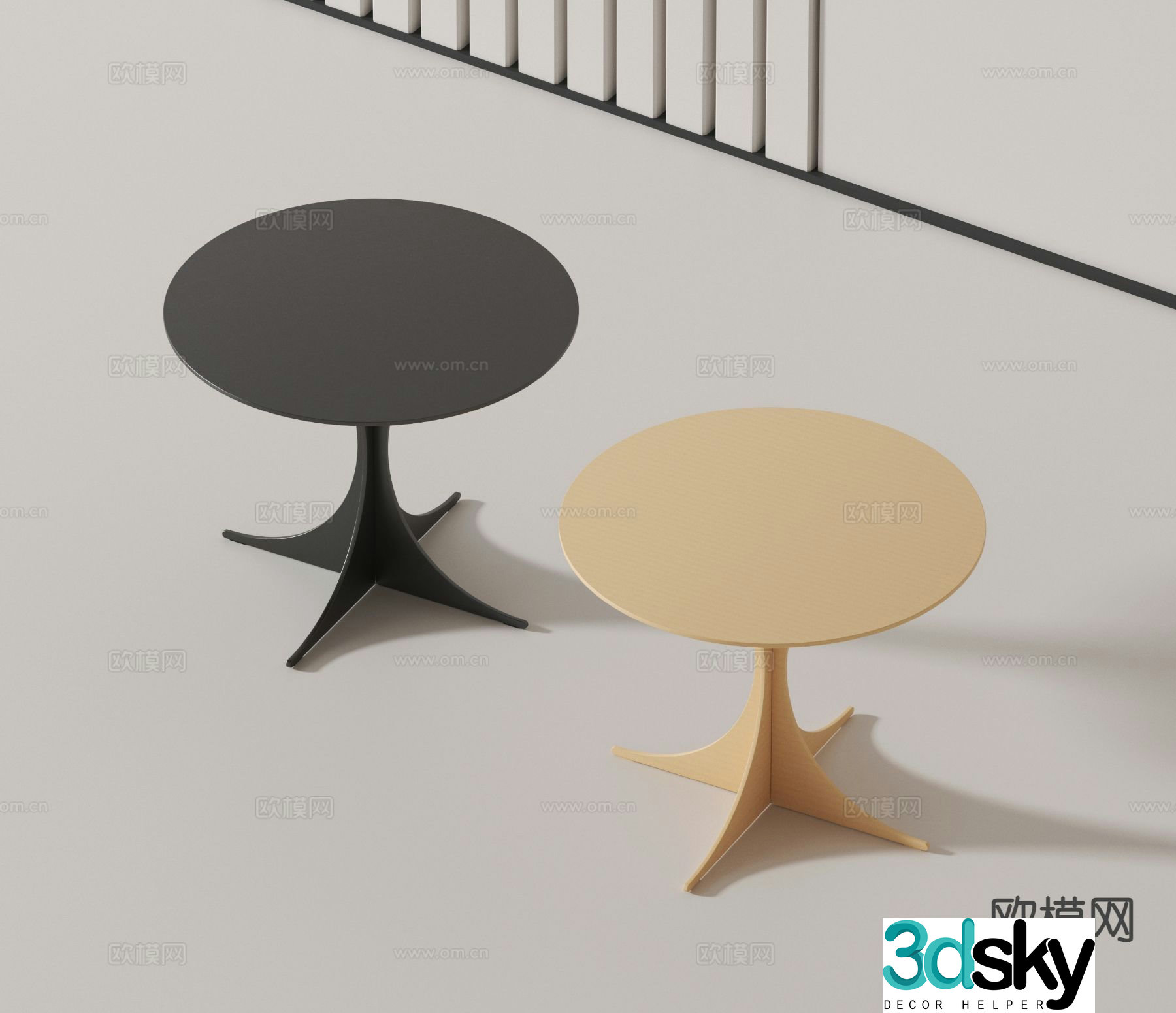 Modern round table side table angle table 3D model