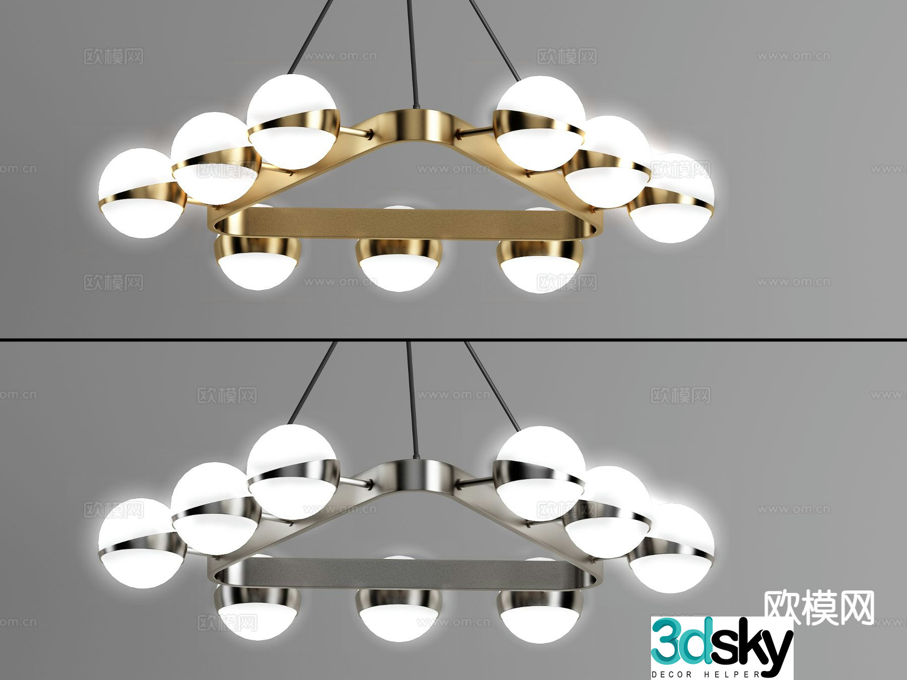 Light luxury chandelier 3d model
