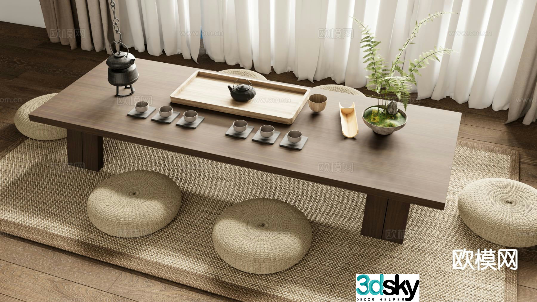 New Chinese style tea table tea table 3d model