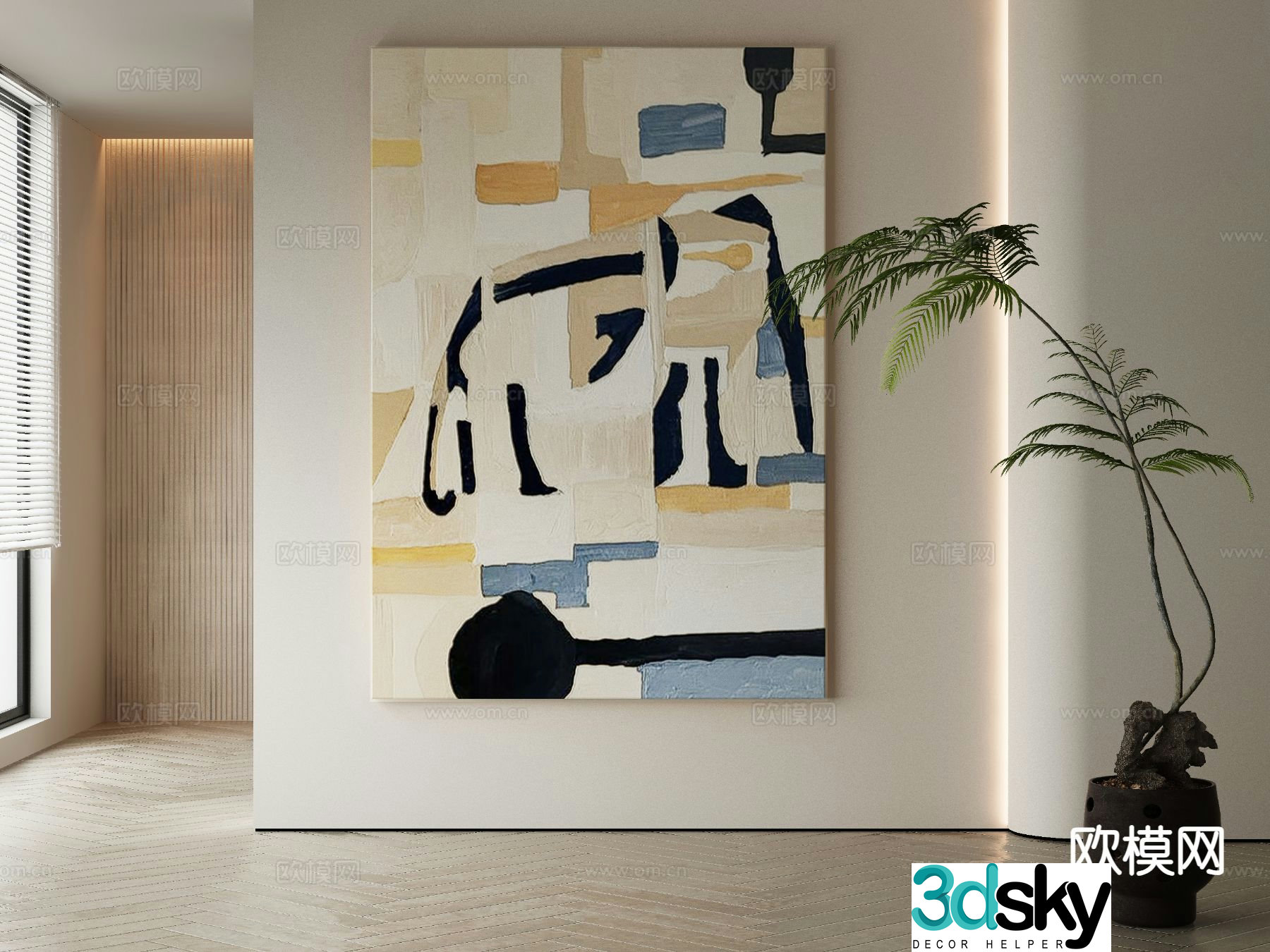 Modern texture painting decorative painting 3d model