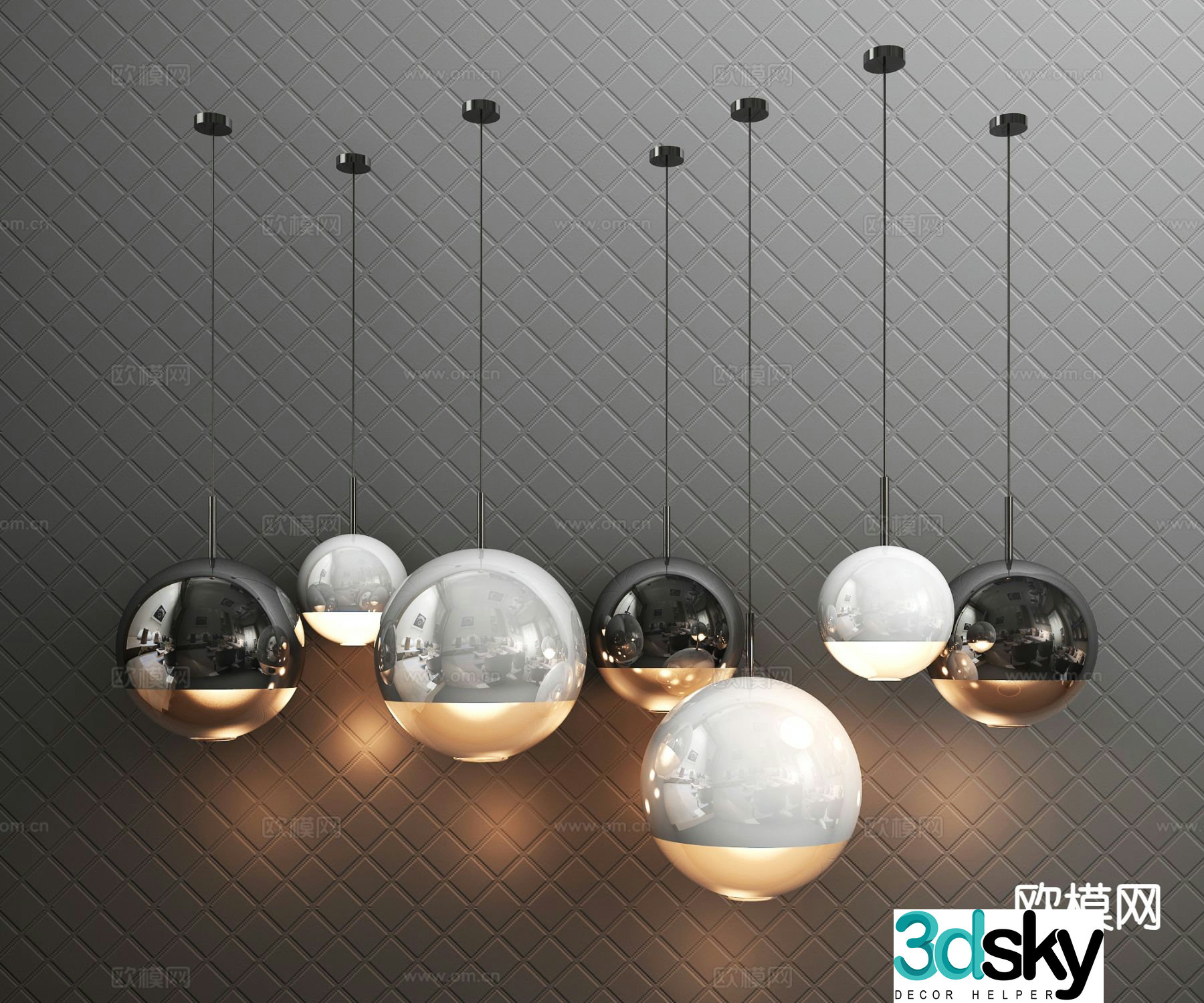 Modern spherical chandelier 3d model