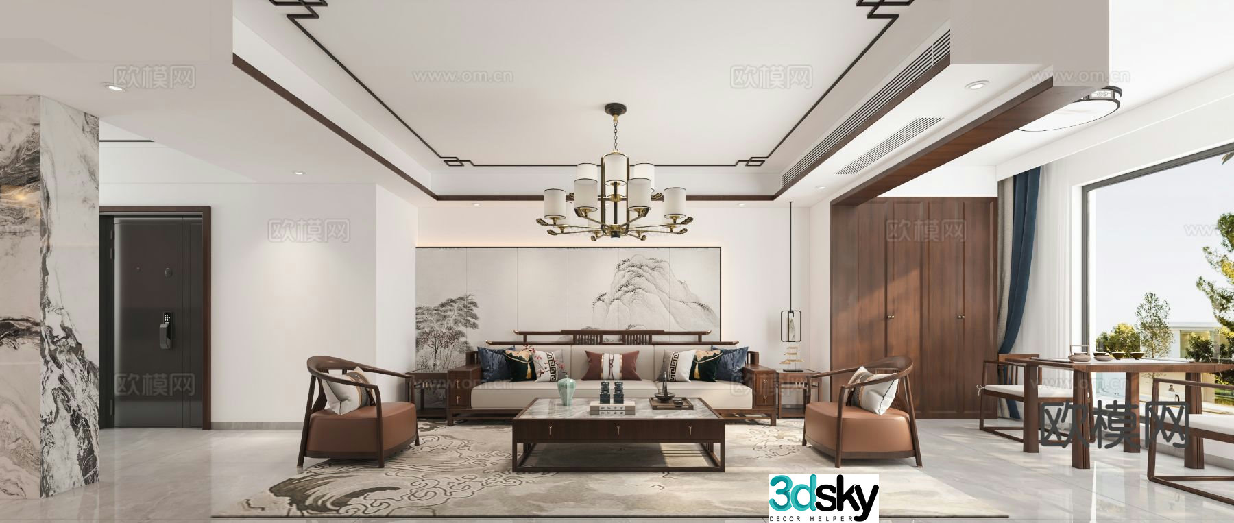 New Chinese style living room 3d model