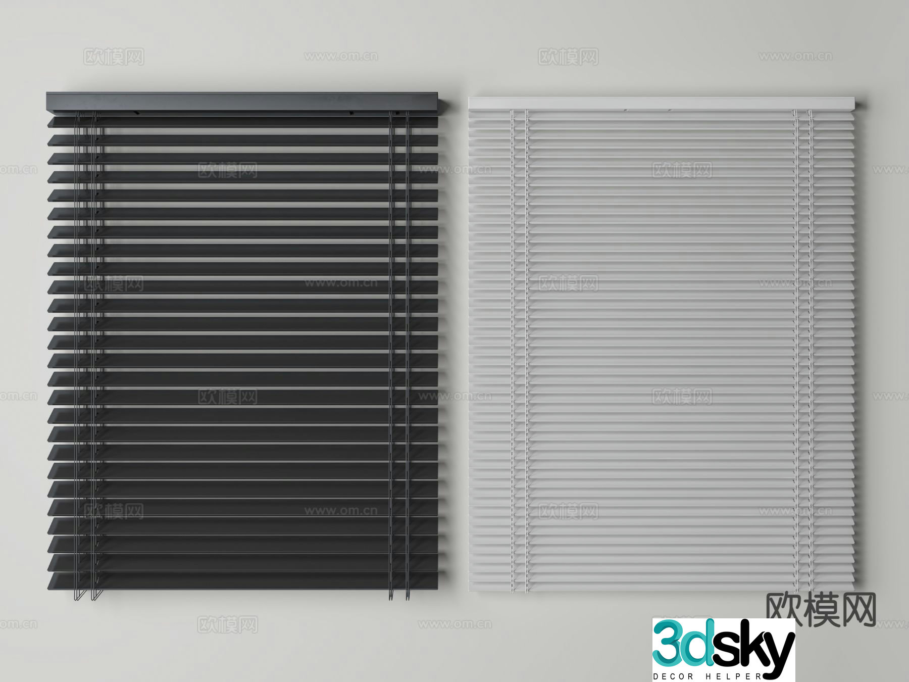 Modern curtains Venetian blinds 3d model
