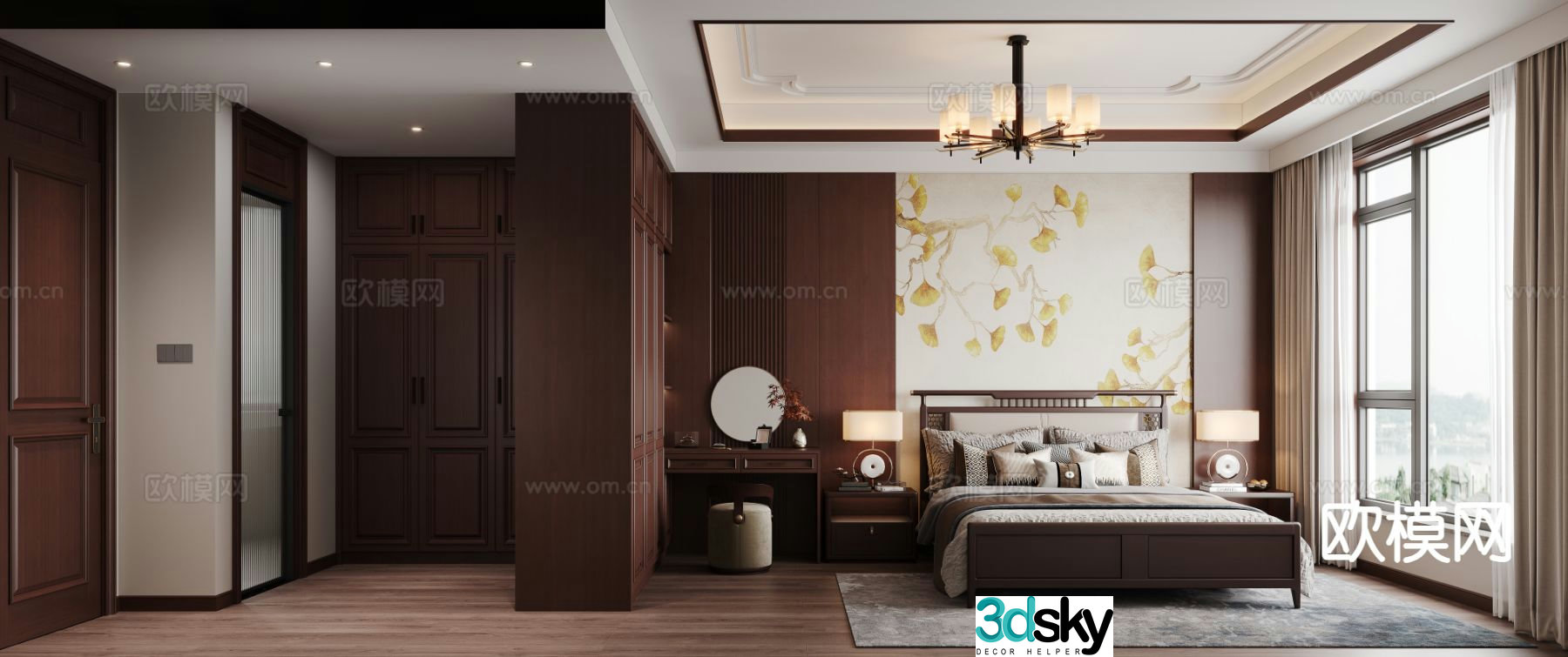 New Chinese style bedroom master bedroom 3d model