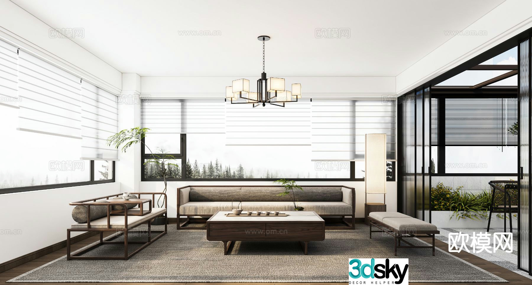 New Chinese style living room 3d model