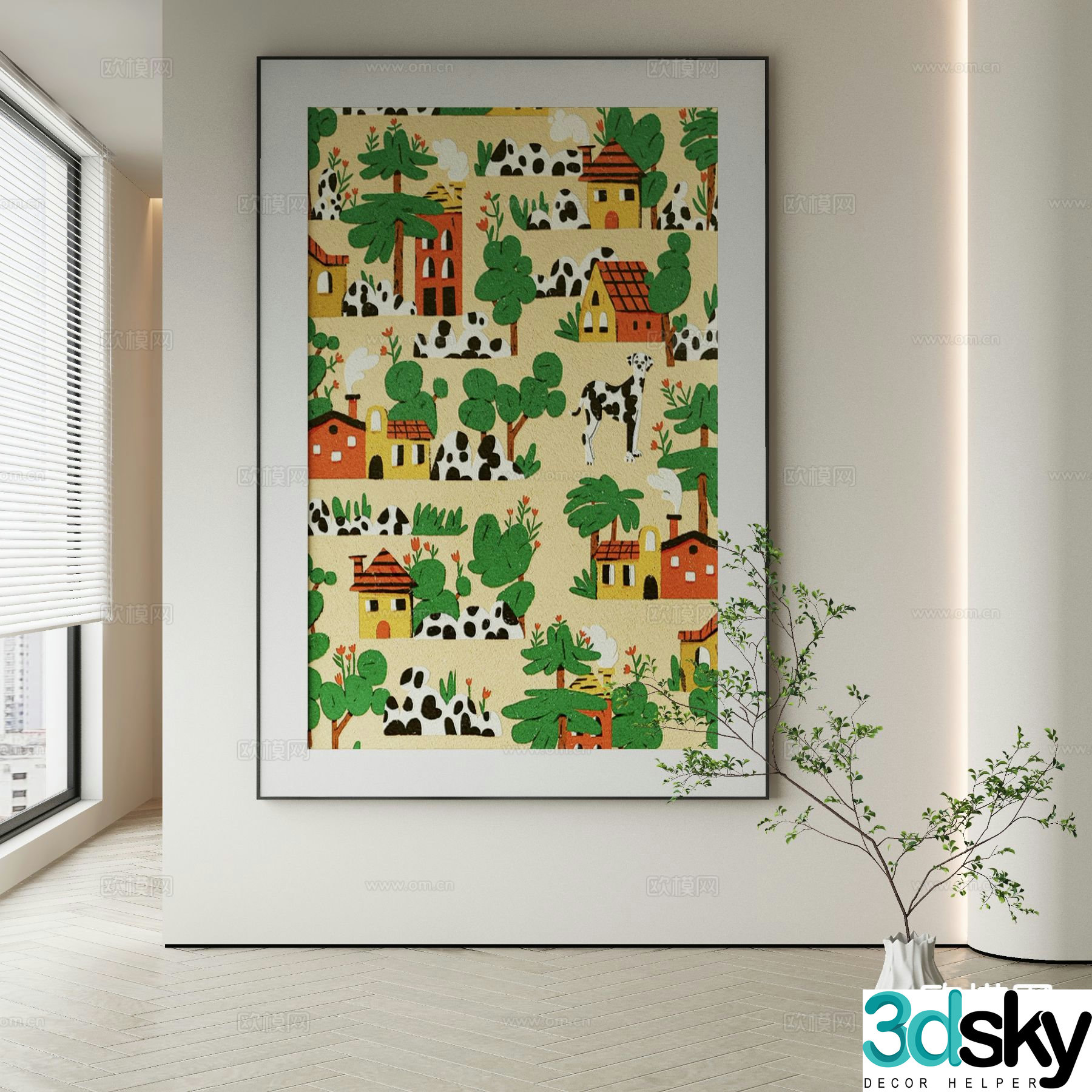 Modern cartoon painting decorative painting 3d model