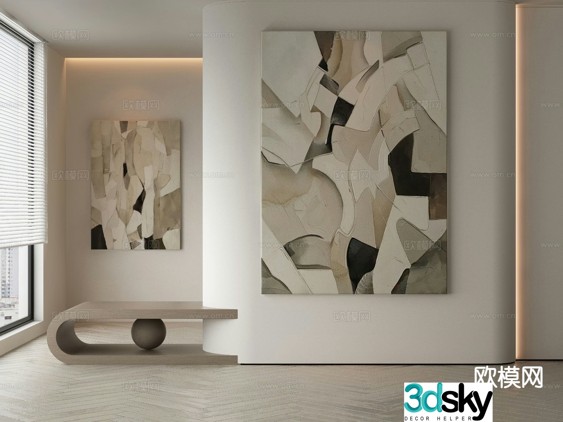 Modern texture painting decorative painting 3d model
