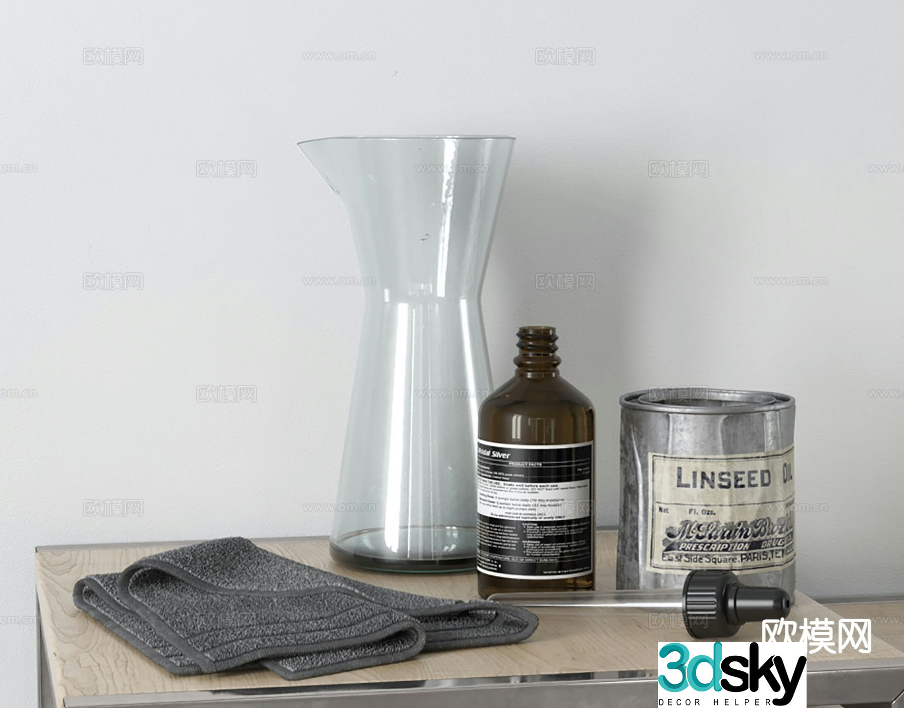 Modern decorations tableware measuring cups utensils 3D model
