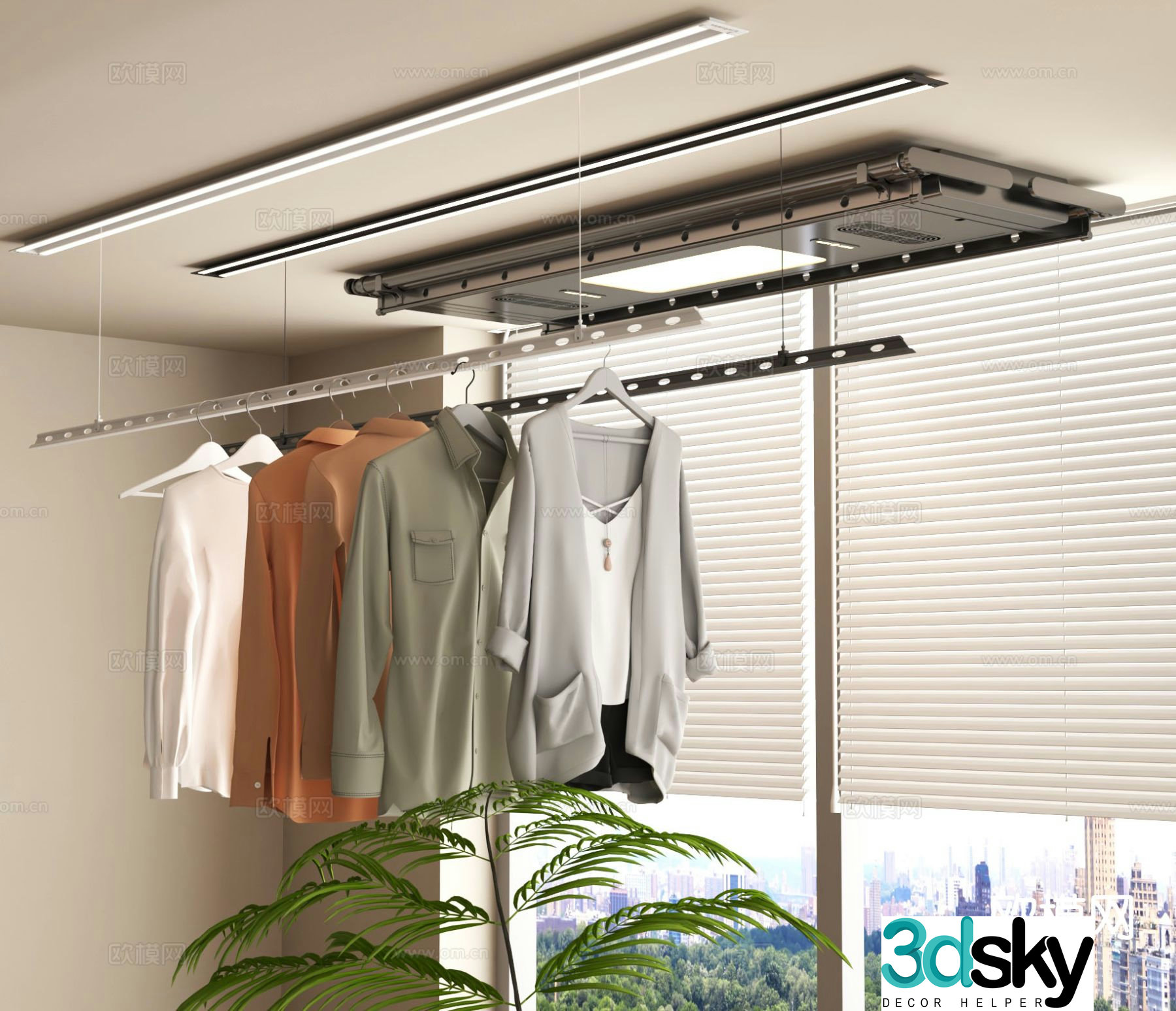 Invisible clothes drying rack electric clothes drying rack lifting clothes drying rack 3D model