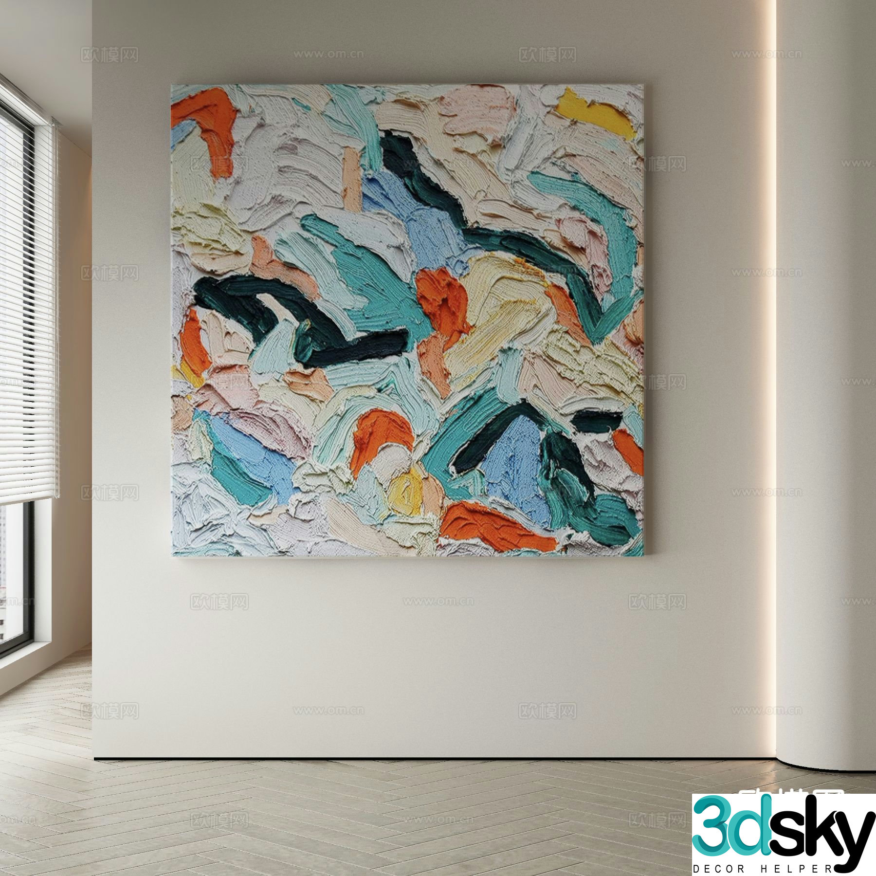 Modern decorative painting color oil painting 3d model