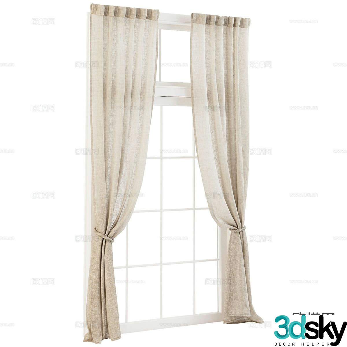 Plain curtain screen gauze curtain 3d model