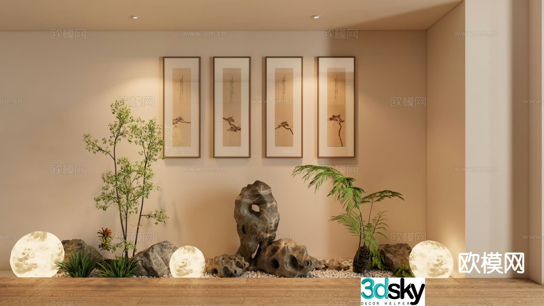 New Chinese style interior landscape decorative painting 3d model