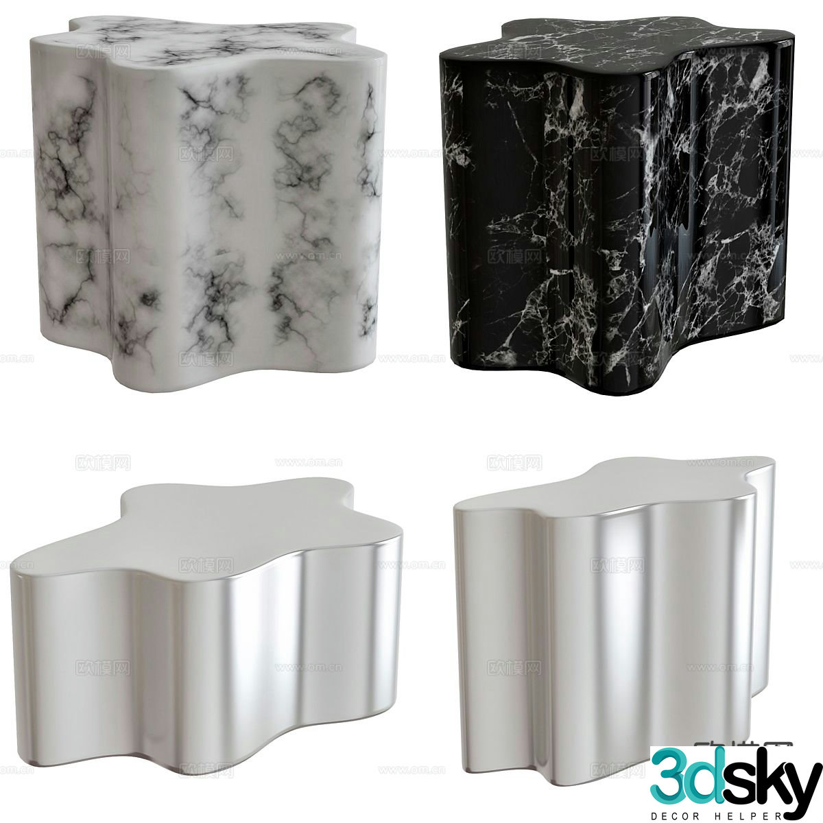Modern corner table side table table table 3d model