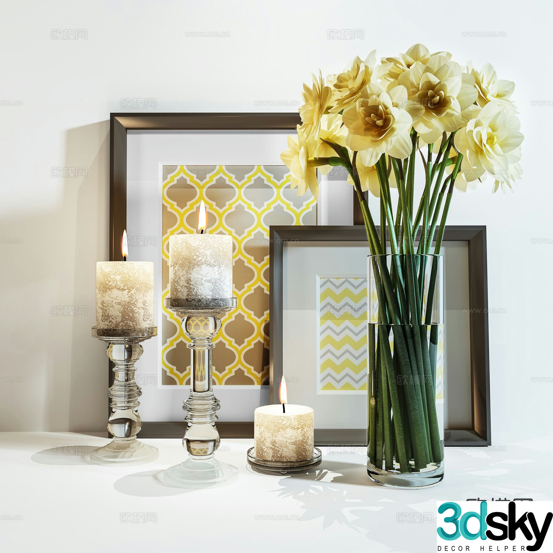 European tableware vase candle 3d model