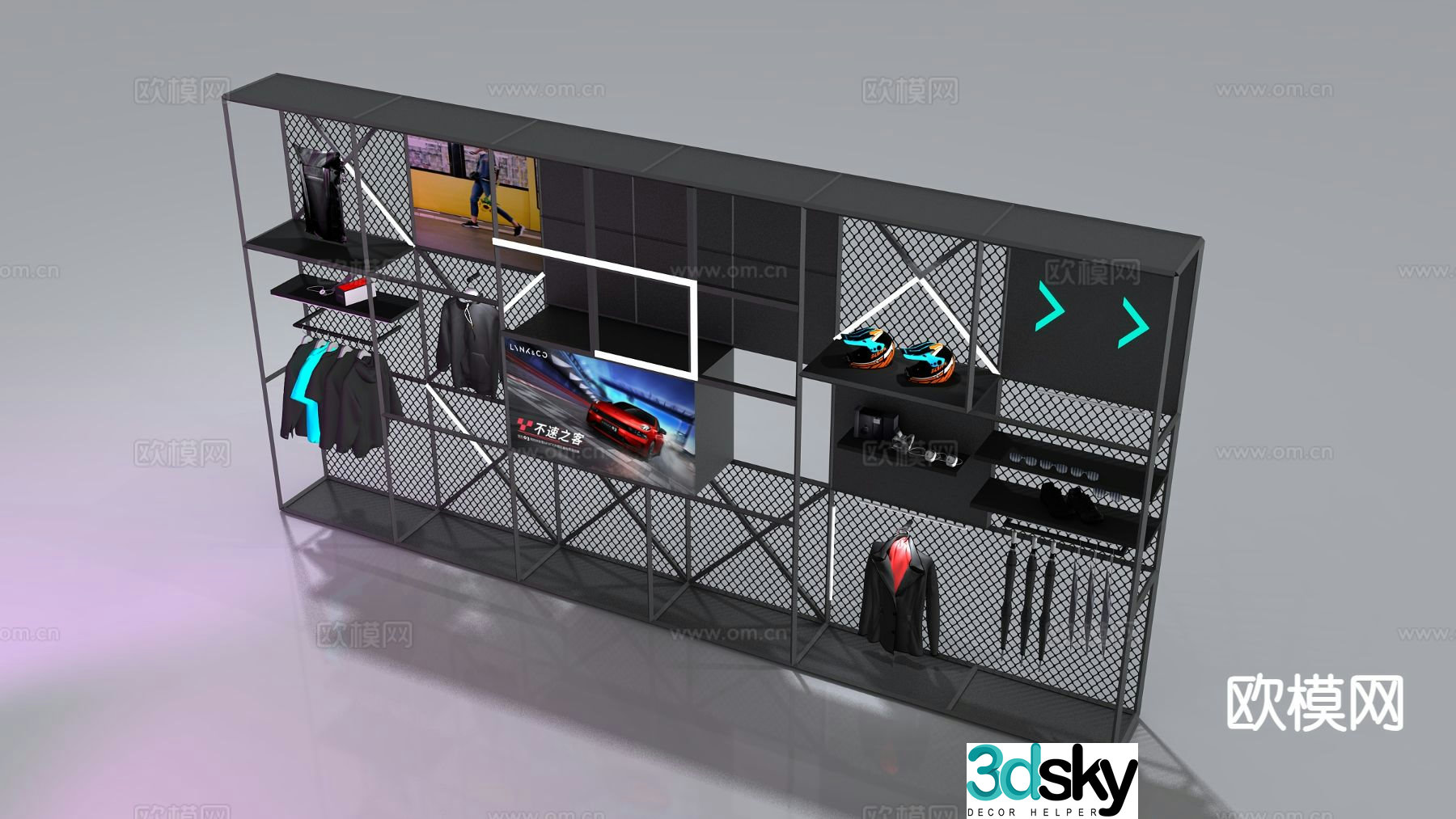 Racing clothing display cabinet clothing display rack 3d model