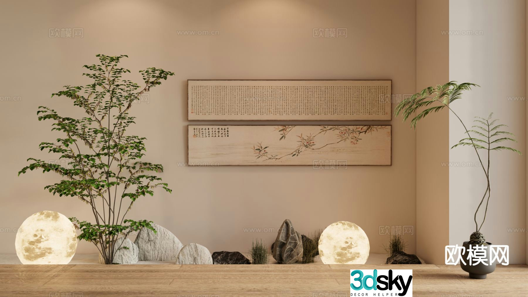 New Chinese style interior landscape decorative painting 3d model