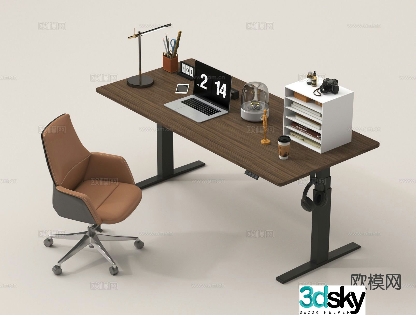 Modern desk writing desk computer desk 3d model