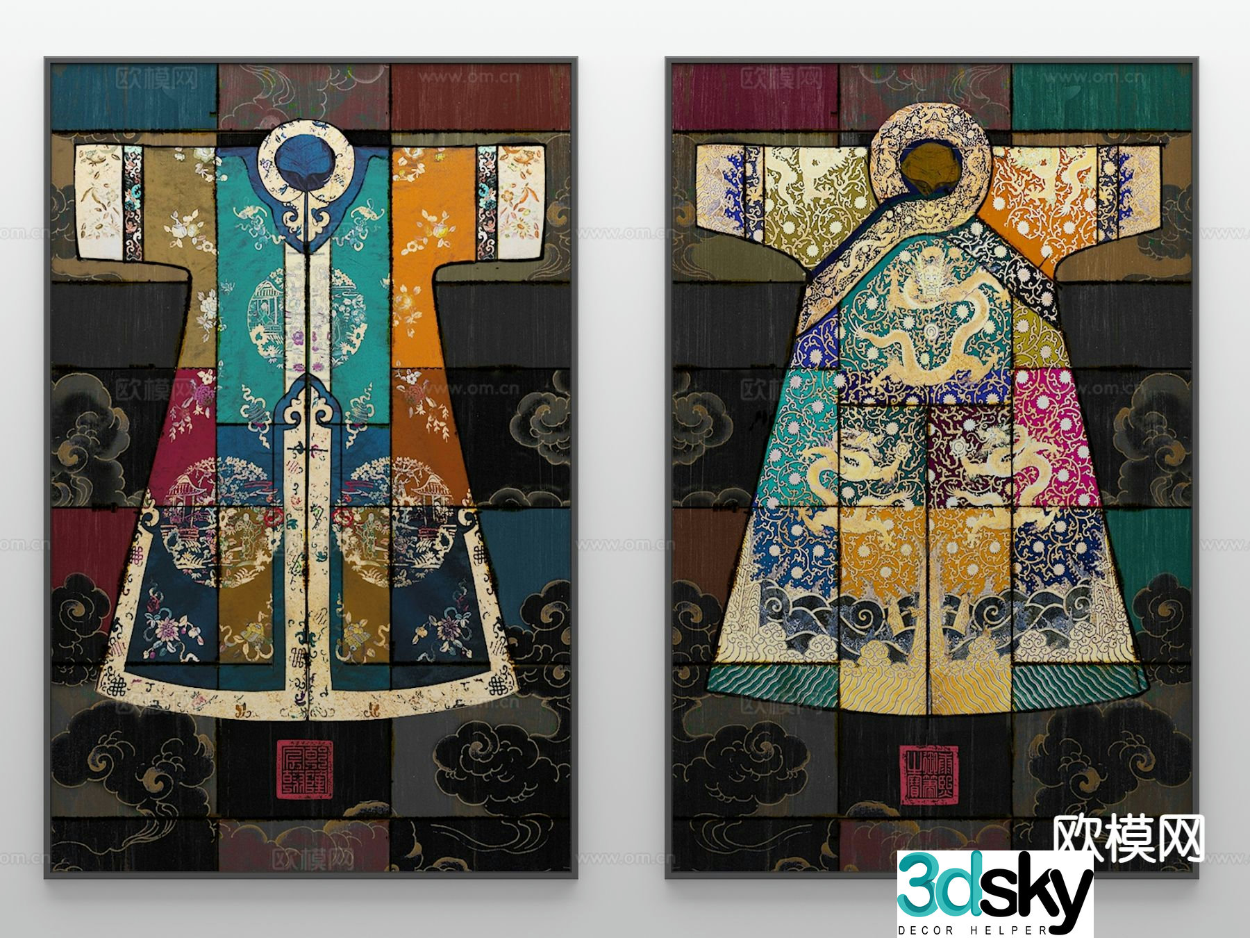 New Chinese Zen style hangings ancient costumes Hanfu hangings 3D model