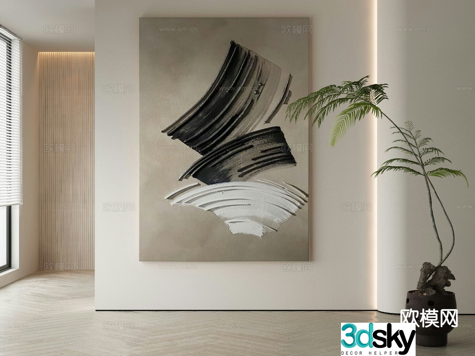 Modern decorative painting oil painting 3d model