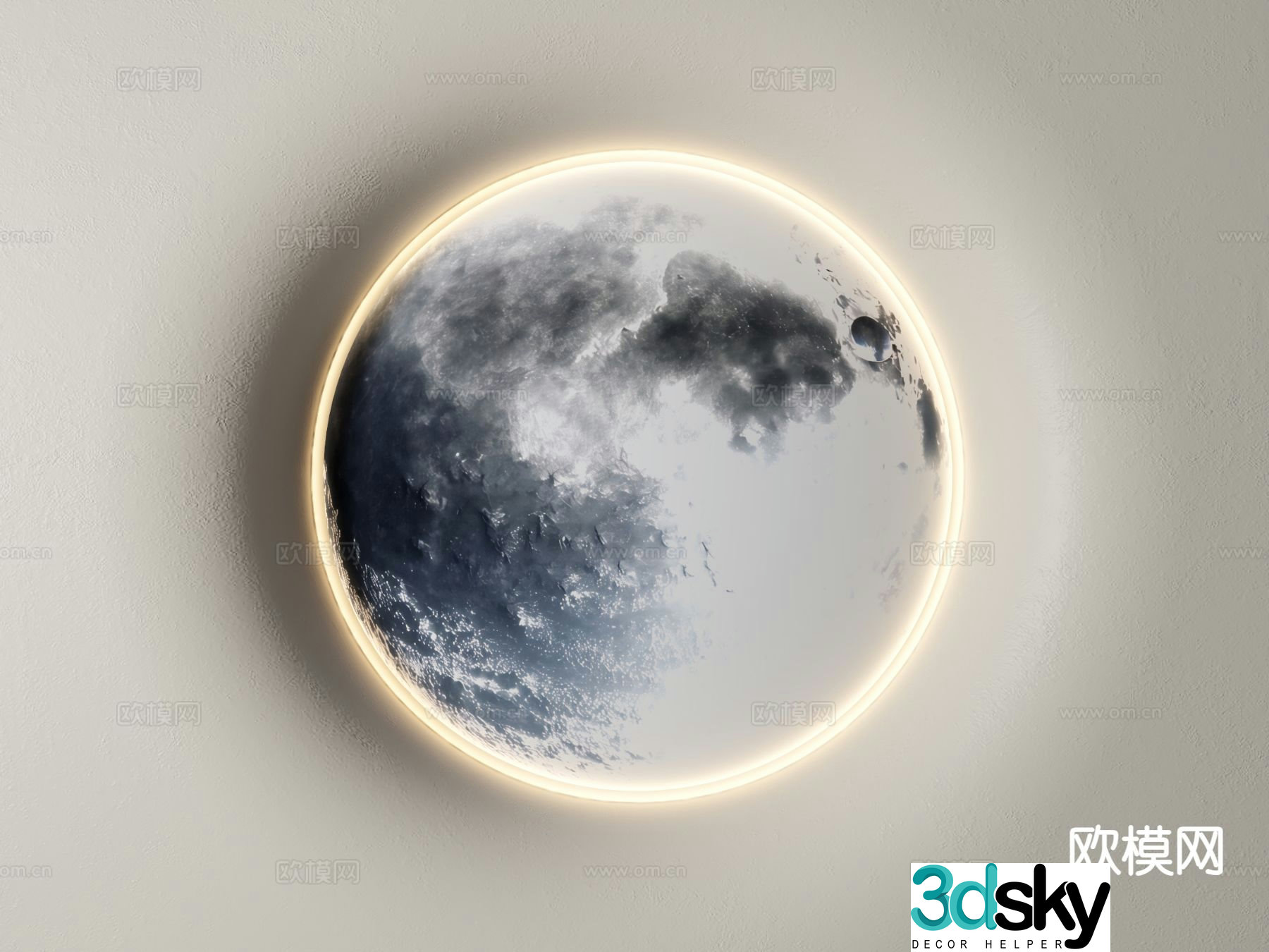Moon Wall Lamp Gypsum Wall Lamp 3d model