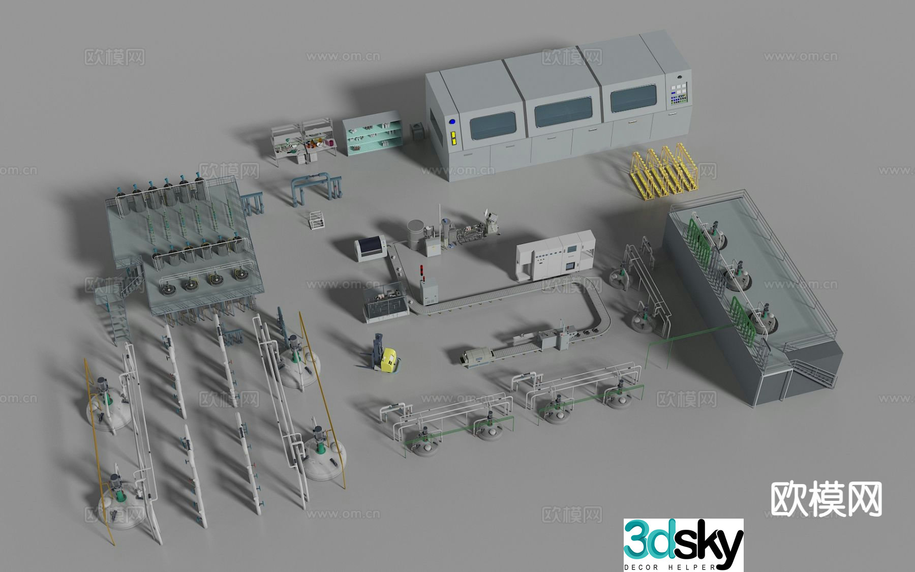 Modern industrial equipment factory equipment 3d model