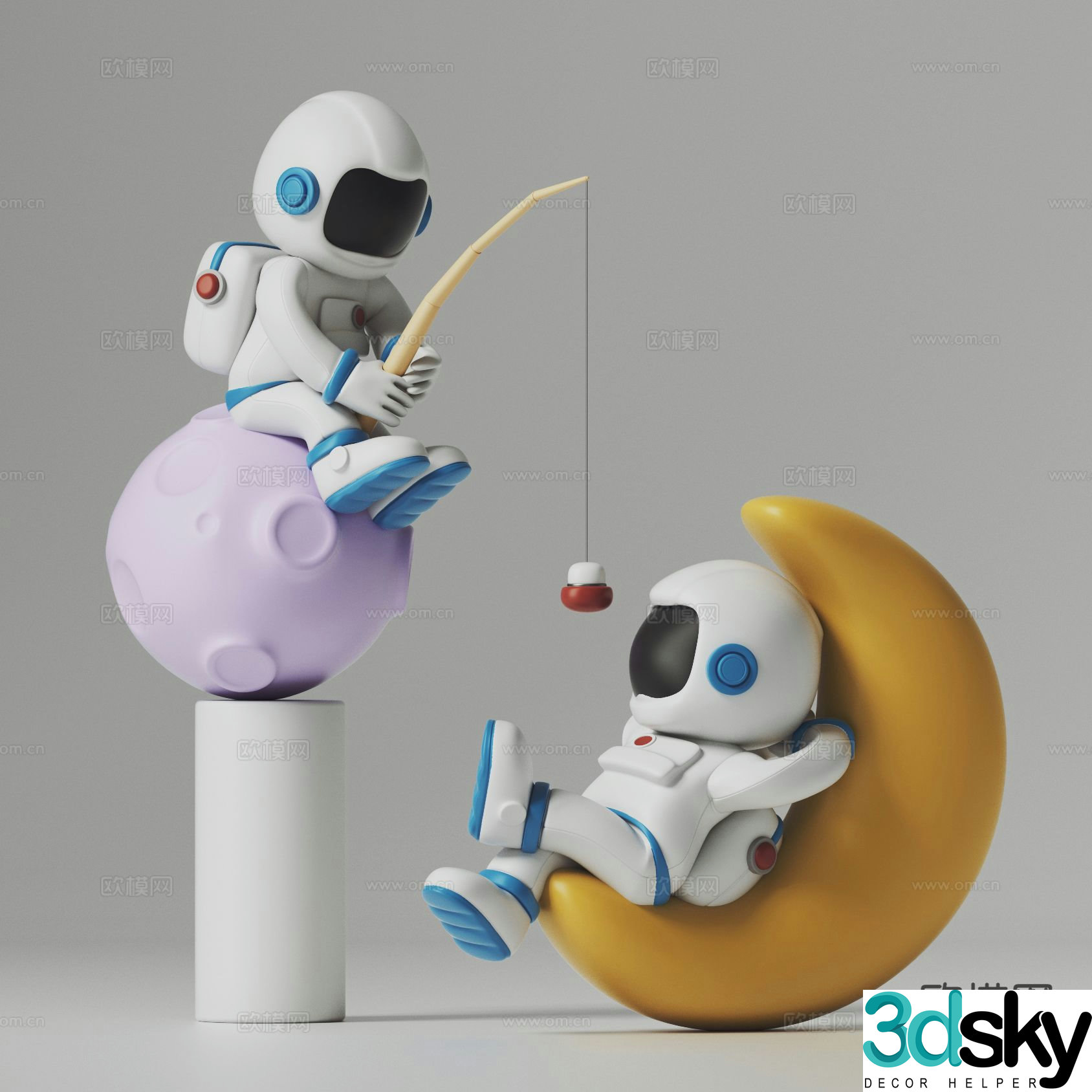 Modern astronaut sculpture trendy ornaments 3D model