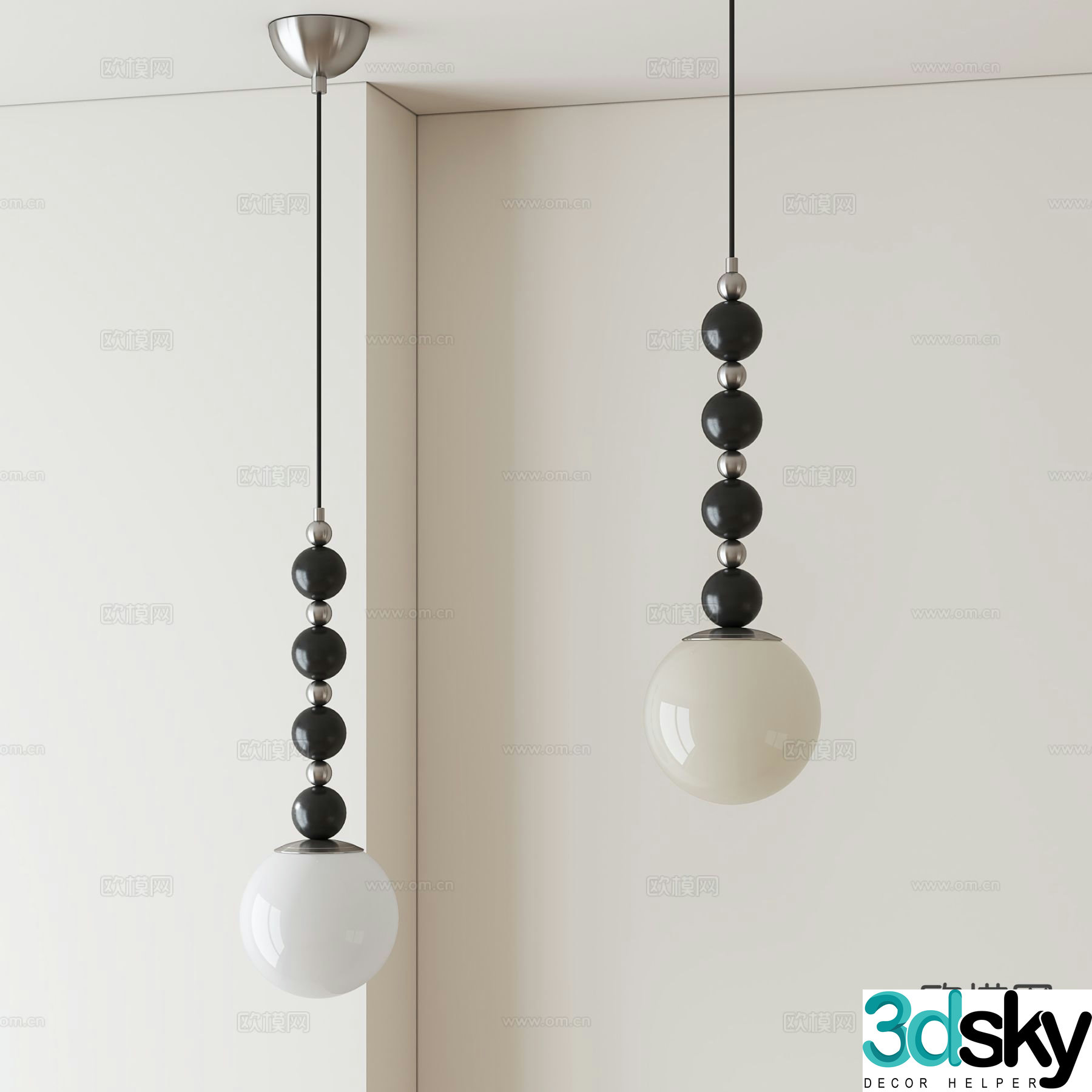 Nordic spherical small chandelier 3d model