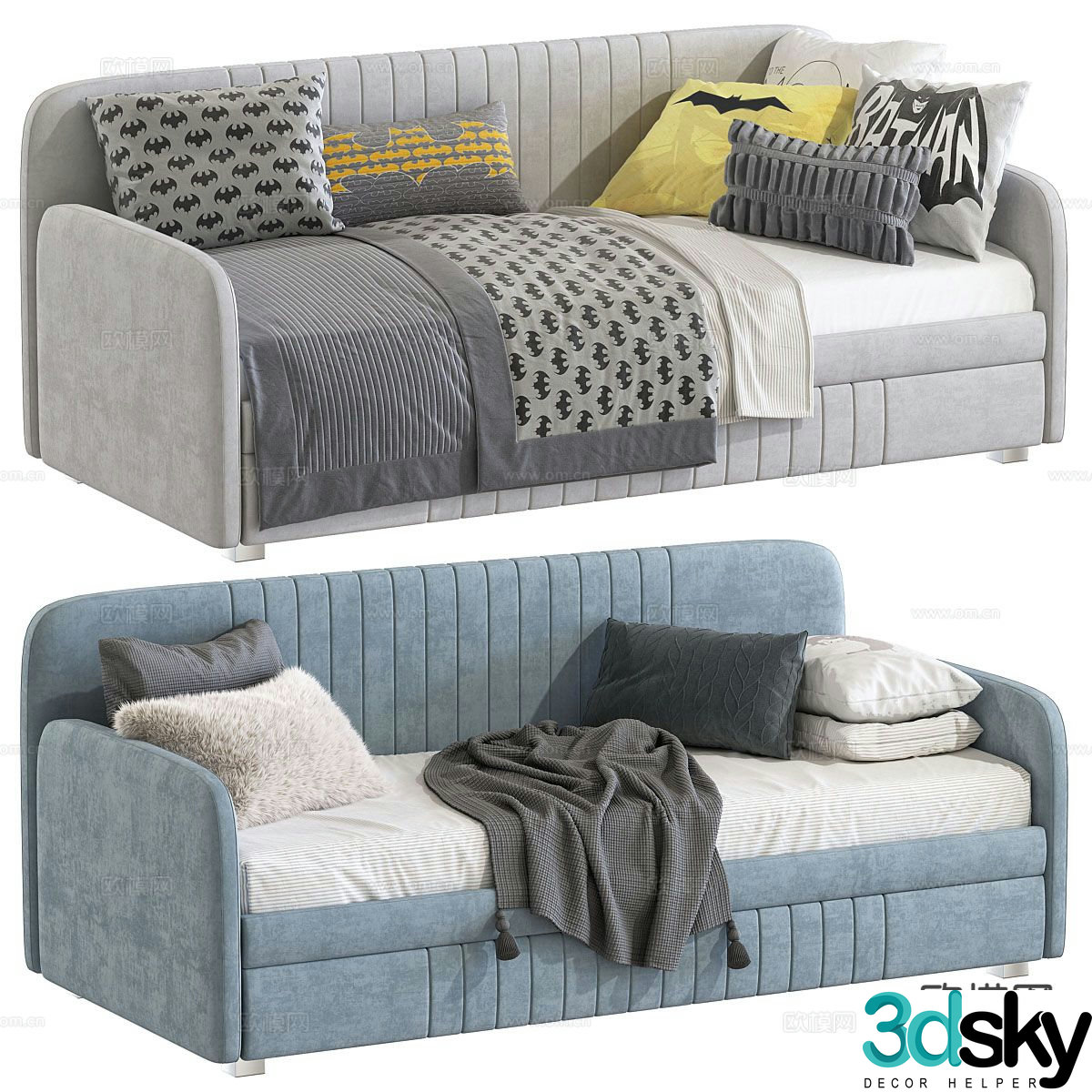 Double sofa upholstered sofa 3d model