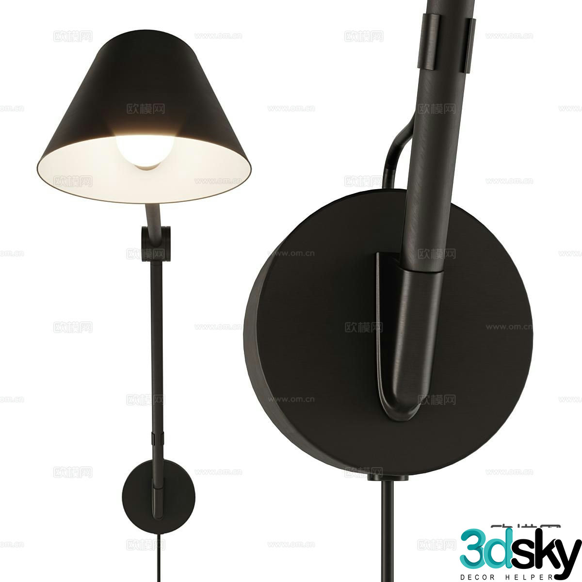 Nordlux Industrial Style Wall Lamp Swing Arm Wall Lamp Learning Wall Lamp 3D Model