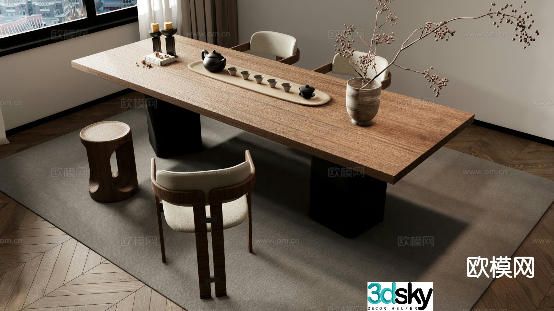 New Chinese style tea table tea table 3d model